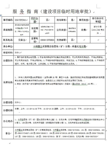 SSGTZYJ011-建设项目临时用地审批