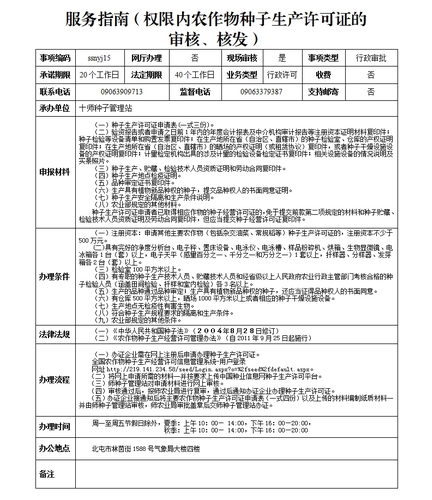 权限内农作物种子生产许可证的审核、核发