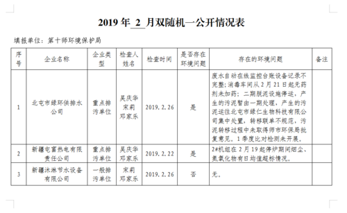 2019年2月双随机一公开情况表