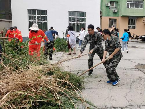 康乐小区居民党支部和师纪委监委党员在小区清理杂草