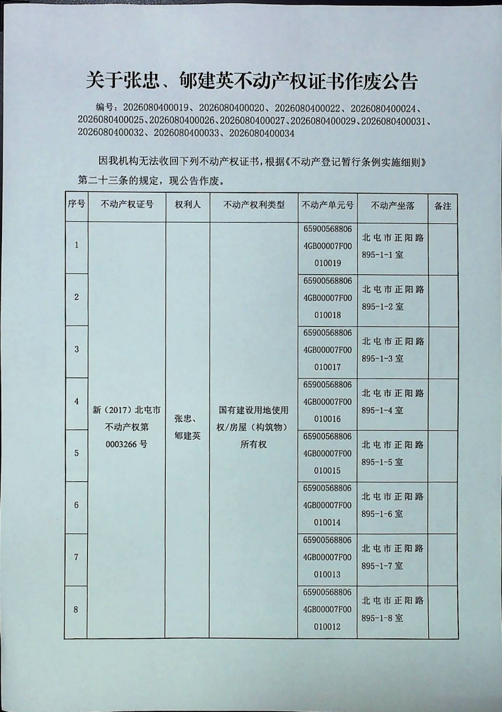 张忠、郇建英公告